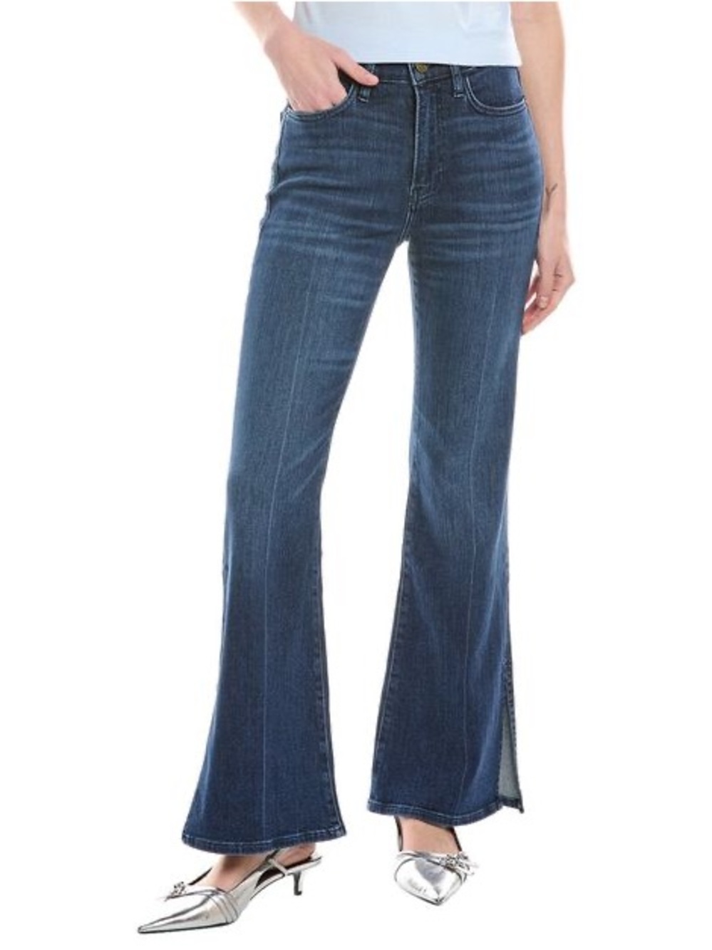 Frame Le Easy Flare Calvin Side Slit Jeans SZ 26 2 Medium Wash